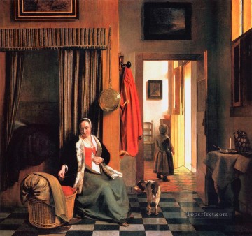 Pieter de Hooch Painting - De Mother genre Pieter de Hooch